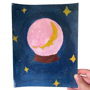 Crystal ball moon original artwork painting